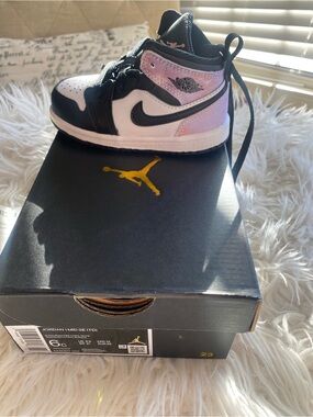 Jordan Kids' Mid-Top Sneakers — Black, White & Pink